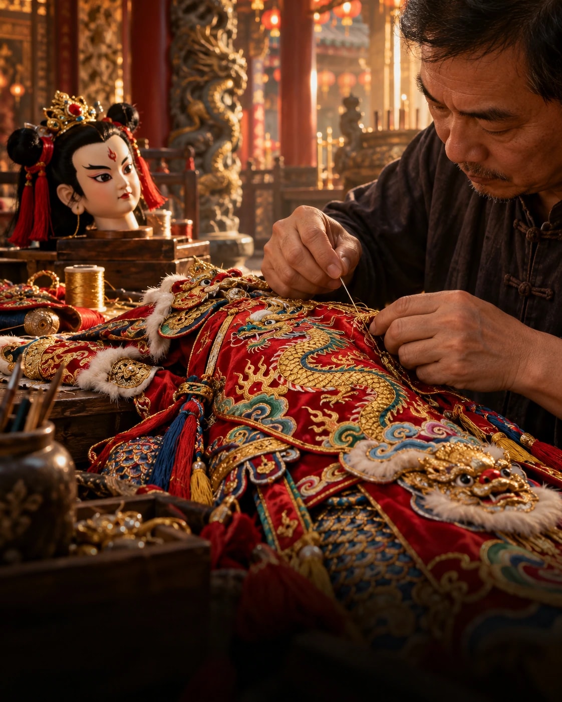 電音三太子:服裝工藝主題插畫
